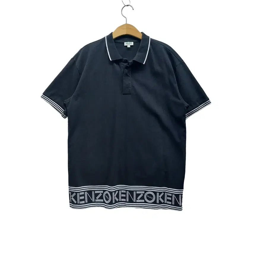[BUNJANG] Kenzo Printed Hem Cotton Polo Shirt - Size S / [S] 겐조 프린티드 헴 코튼 폴로 셔츠