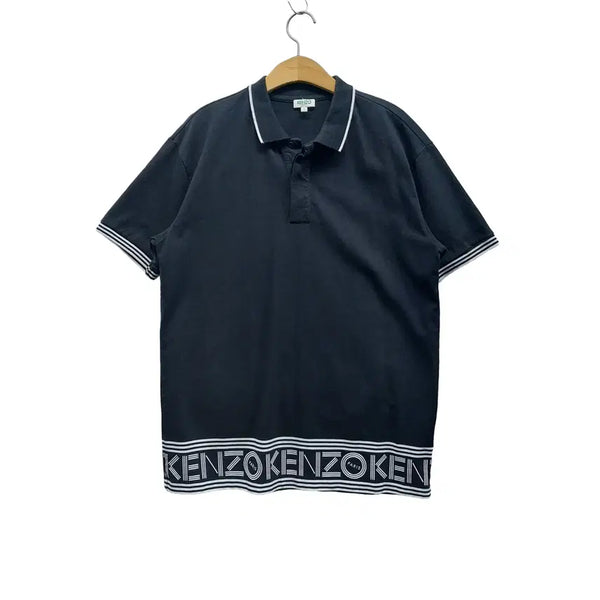 [BUNJANG] Kenzo Printed Hem Cotton Polo Shirt - Size S / [S] 겐조 프린티드 헴 코튼 폴로 셔츠