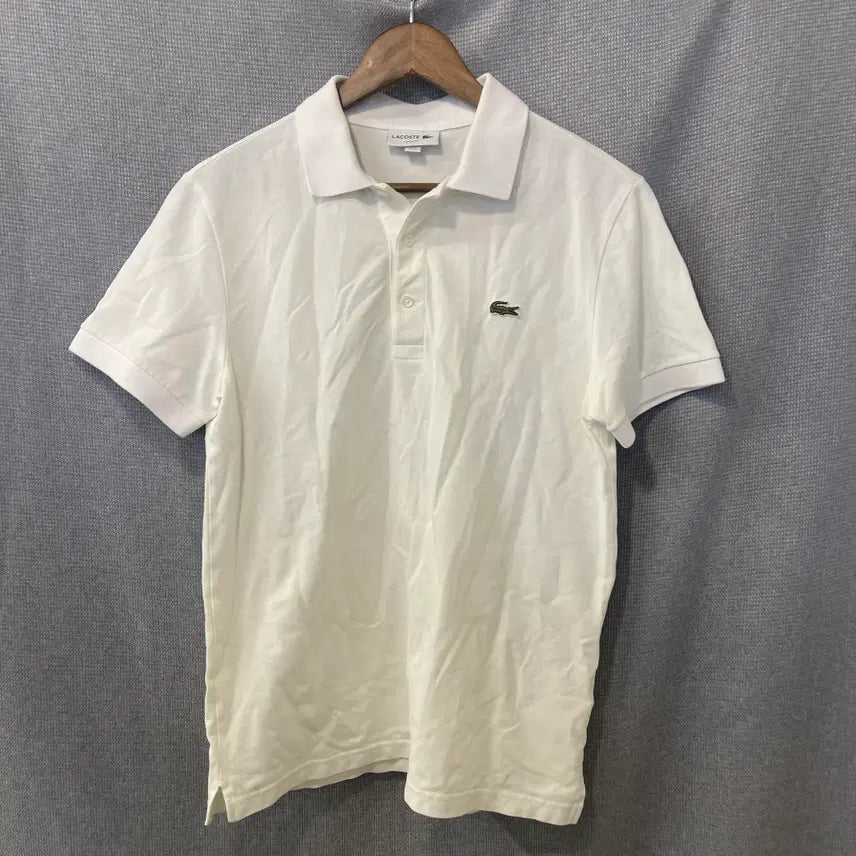 [BUNJANG] Lacoste Slim Fit White Short Sleeve Polo Shirt / 라코스테 슬림핏 화이트 반팔 카라티