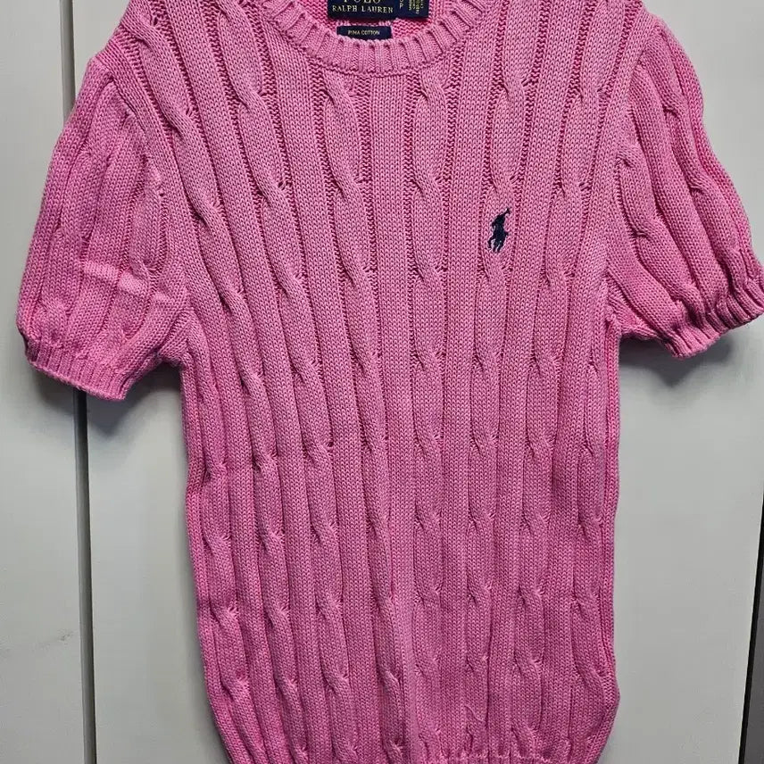 [BUNJANG] Polo Ralph Lauren Cable Knit Short Sleeve Knit Pink / 폴로 랄프로렌 꽈배기 반팔 니트 핑크