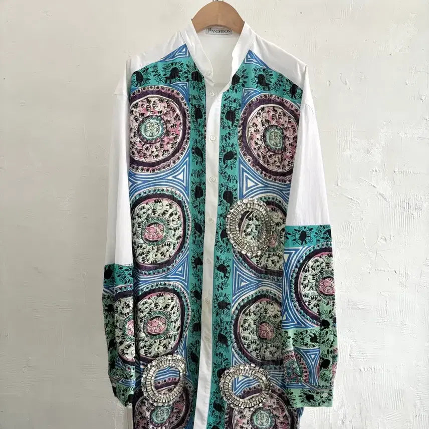 [BUNJANG] JW Anderson Paisley White Long Shirt / JW ANDERSON 페이즐리 화이트 롱 셔츠