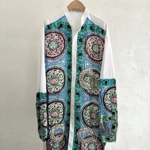 [BUNJANG] JW Anderson Paisley White Long Shirt / JW ANDERSON 페이즐리 화이트 롱 셔츠