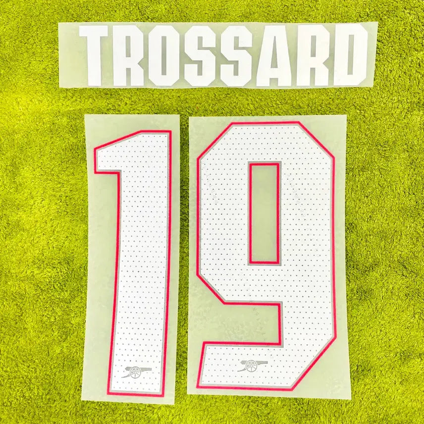 [BUNJANG] Arsenal 25-26 Away Trossard #19 Champions League Football Jersey Name Set / 25-26 아스날 어웨이 토르사르 컵 대회 챔스 유니폼 마킹 축구 네임셋