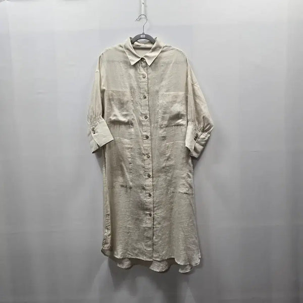 [BUNJANG] RAUEL Linen Dress Beige M / 1372 라우엘 셔츠 베이지 마 원피스 M