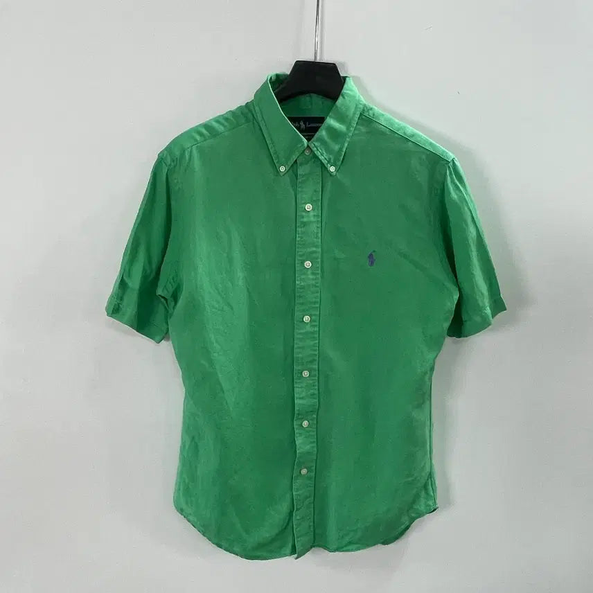 [BUNJANG] Polo Ralph Lauren Green Linen Short Sleeve Shirt / 폴로 랄프로렌 그린 반팔 린넨 셔츠 (on.1547)