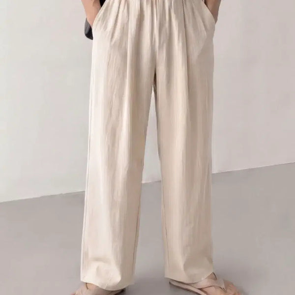 [BUNJANG] Linen Wide Pants (Beige/White) 2XL / 26ss 린넨 와이드 팬츠 베이지/화이트 2XL(34-36)사이즈 두개 일괄 판매합니다.[새상품]