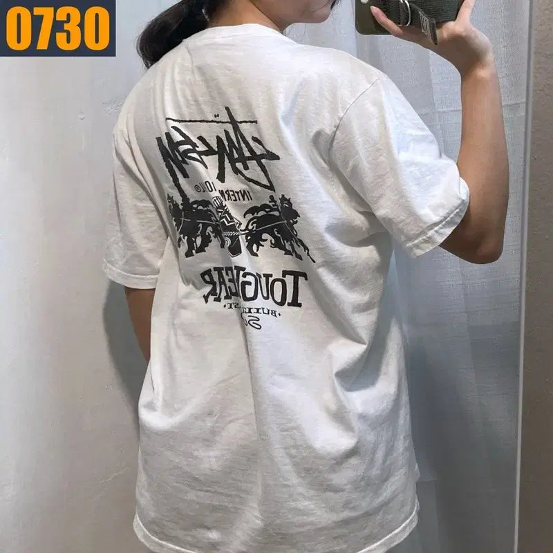 [BUNJANG] Stussy Tough Gear White T-Shirt / 100 스투시 터프기어 화이트 반팔 티셔츠