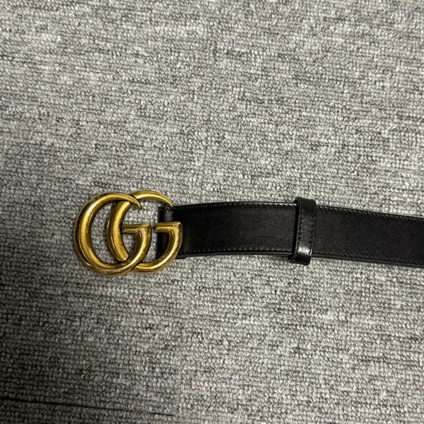 [BUNJANG] Gucci GG Marmont Belt Black Gold Hardware / 구찌 GG 마몽 벨트 블랙 금장
