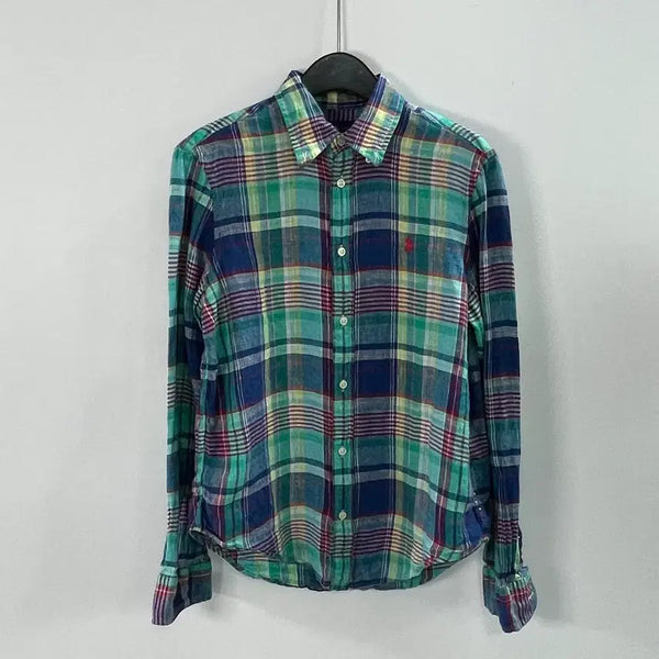 [BUNJANG] Polo Ralph Lauren Women's Linen Check Shirt / 폴로 랄프로렌 우먼스 체크 린넨 셔츠 (on.1548)