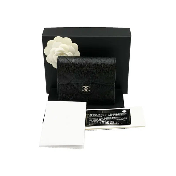 [BUNJANG] Chanel Classic Flap Small Wallet Black Caviar Silver CC Logo / 샤넬 A82288 블랙 캐비어 클래식 은장 CC로고 스몰 플랩 반지갑 (25번대)
