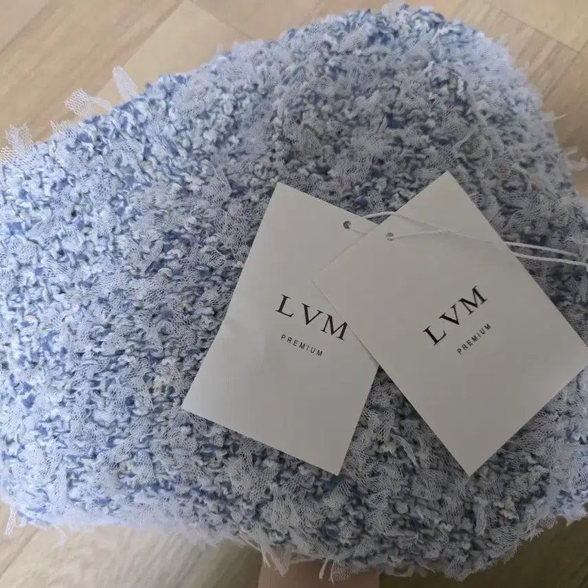 [BUNJANG] LVM Blossom Mixed Knit Cardigan Petal Blue / [새상품] LVM Blossom Mixed Knit Cardigan 러브민 블라썸 믹스드 니트 가디건 페탈 블루