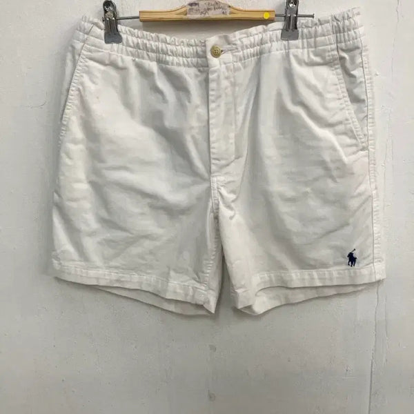 [BUNJANG] Polo Ralph Lauren White Pony Embroidered Shorts / 폴로 랄프로렌 반바지 화이트 포니 자수