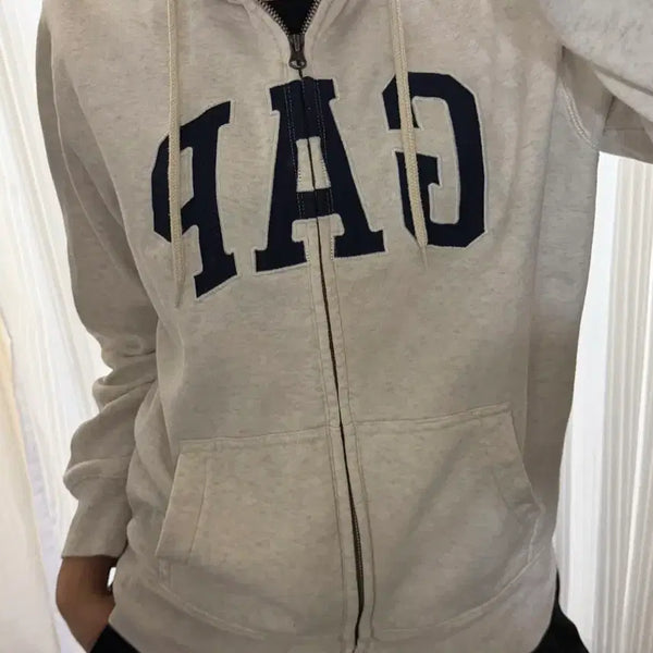 [BUNJANG] Gap Ivory Hoodie Zip-Up S / 갭 아이보리 후드집업 S