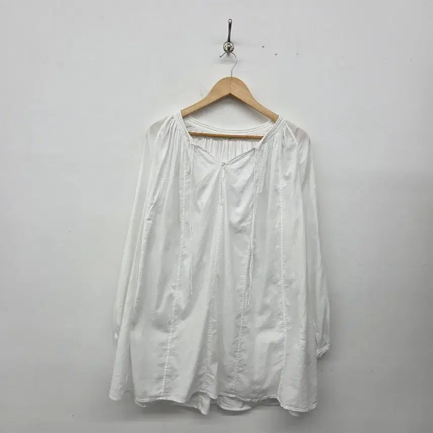 [BUNJANG] 45rpm White Blouse Dress Shirring Detail / 45rpm 흰색 블라우스 원피스 셔링 디테일 여L