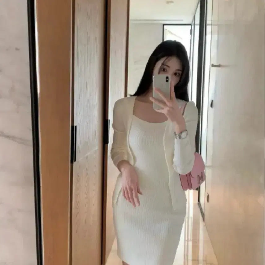 [BUNJANG] Lafla Bella Knit Dress Set Cardigan (Purple) / lapla 라플라 벨라 니트 원피스 + 가디건 (퍼플!!!!)