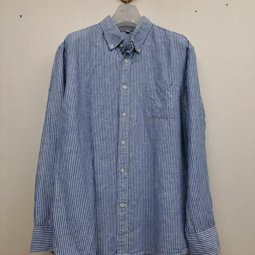 [BUNJANG] Linen Blend Stripe Shirt XXL / 면마 스트라이프셔츠XXL