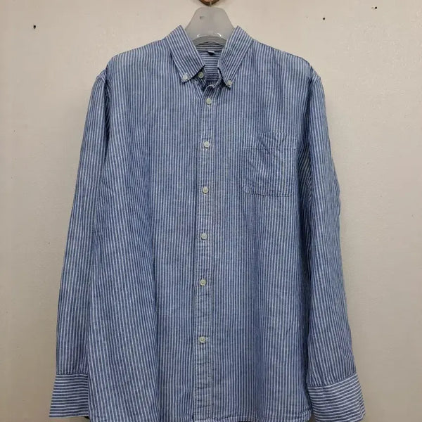 [BUNJANG] Linen Blend Stripe Shirt XXL / 면마 스트라이프셔츠XXL