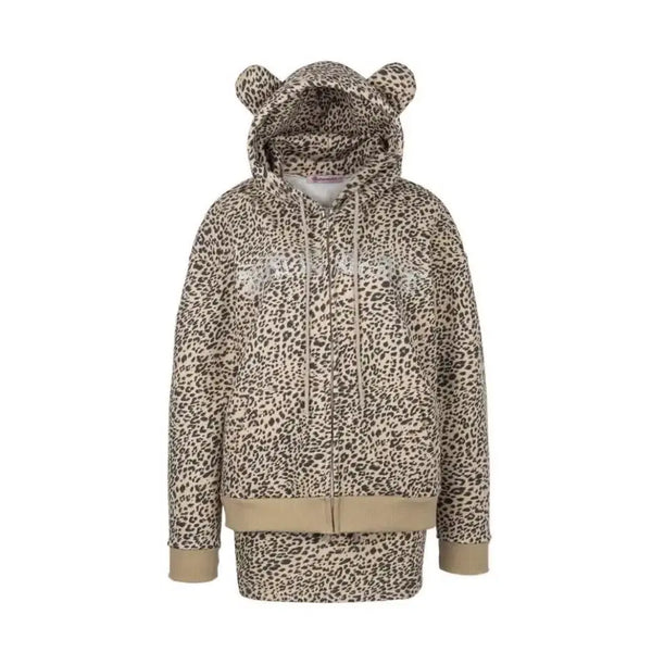 [BUNJANG] Baby Metal Club Bear Gal Hoodie Setup Leopard Beige / 베메클 베이비메탈클럽 베어 갸루 Bear Gal 후드 셋업 레오파드 베이지