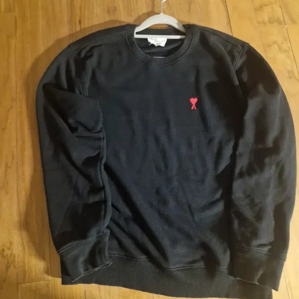 [BUNJANG] AMI Small Heart Logo Sweatshirt Black L / 아미 스몰 하트 로고 맨투맨 블랙 L