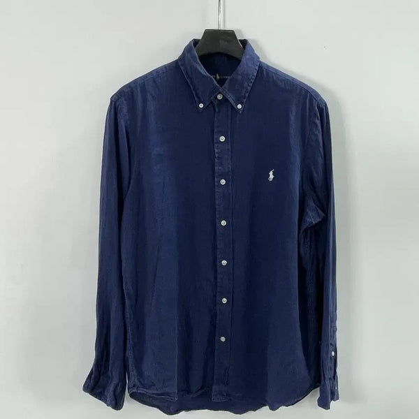 [BUNJANG] Polo Ralph Lauren Navy Linen Shirt / 폴로 랄프로렌 네이비 린넨 셔츠  (on.1549)