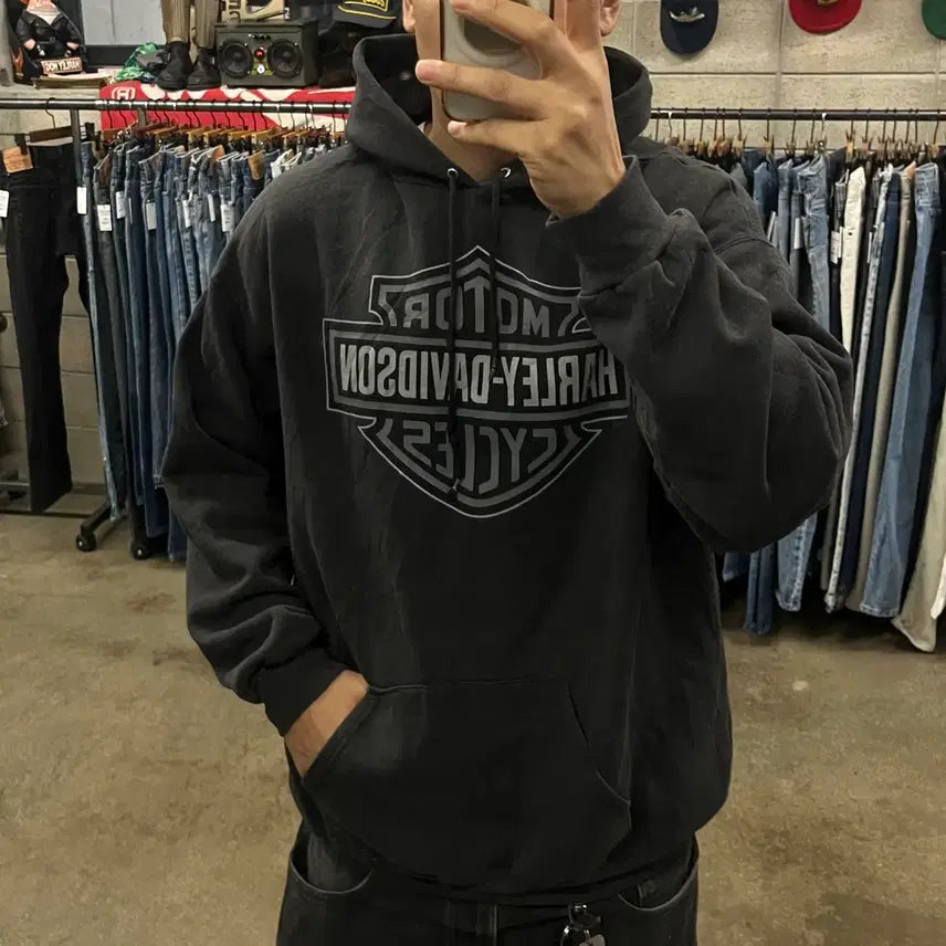 [BUNJANG] Harley-Davidson Bar & Shield Logo Hoodie / 할리데이비슨 바앤실드 후드티 (105-110)