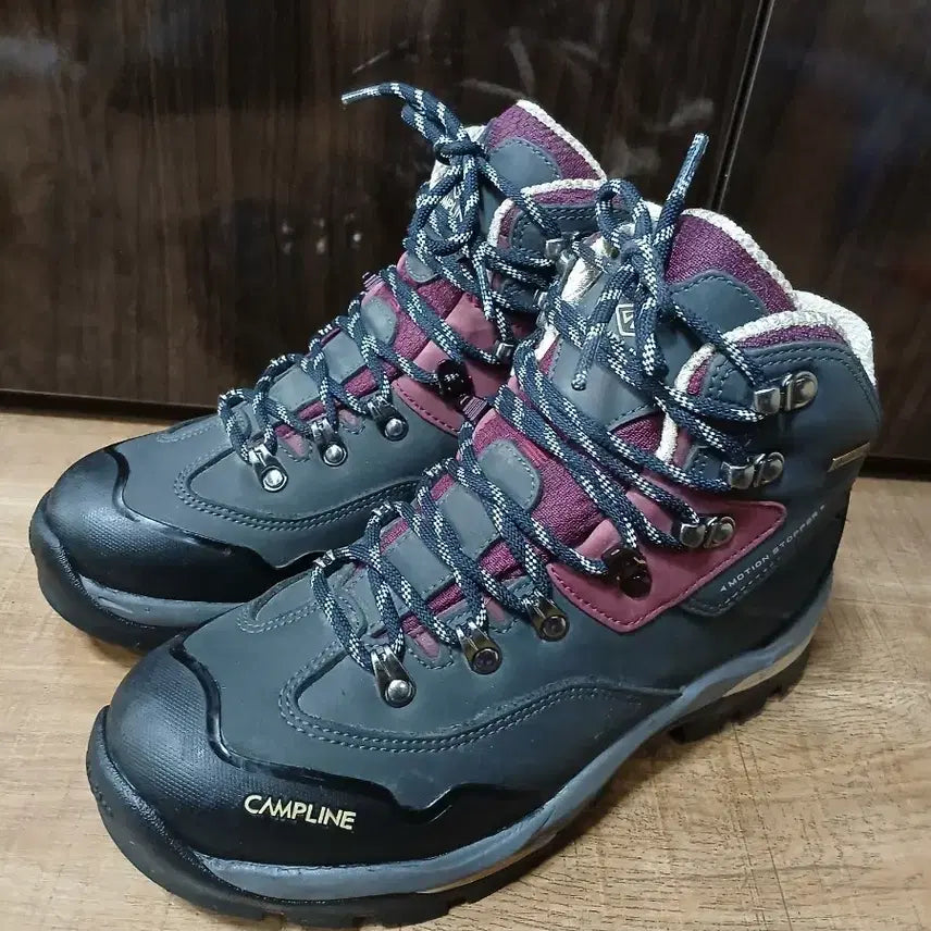 [BUNJANG] Campline Gore-Tex Hiking Boots Navy/Burgundy 250mm / 캠프라인 고어텍스 등산화 네이비/버건디 250