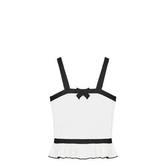[BUNJANG] Zara Ribbed Knit Ribbon Top / Zara 리본 니트 리본 탑 (새상품)