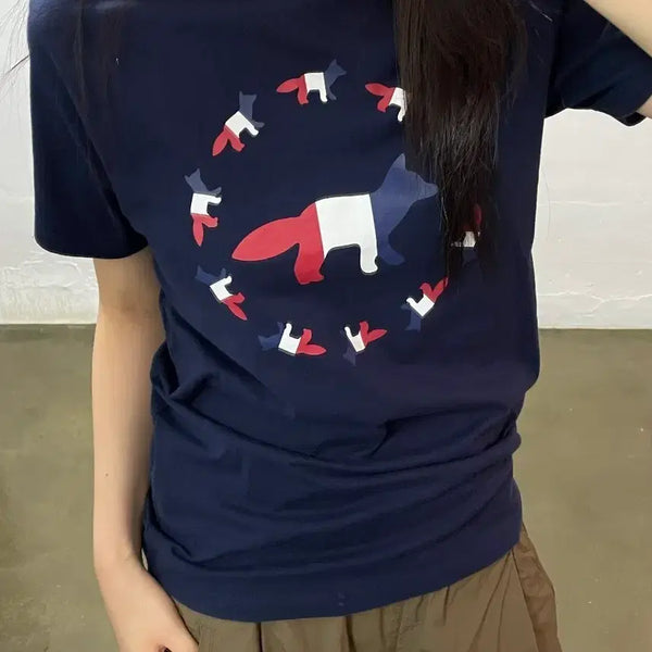 [BUNJANG] Maison Kitsuné Fox Print Short Sleeve T-Shirt Navy XS / 메종키츠네 폭스 반팔티 네이비 XS