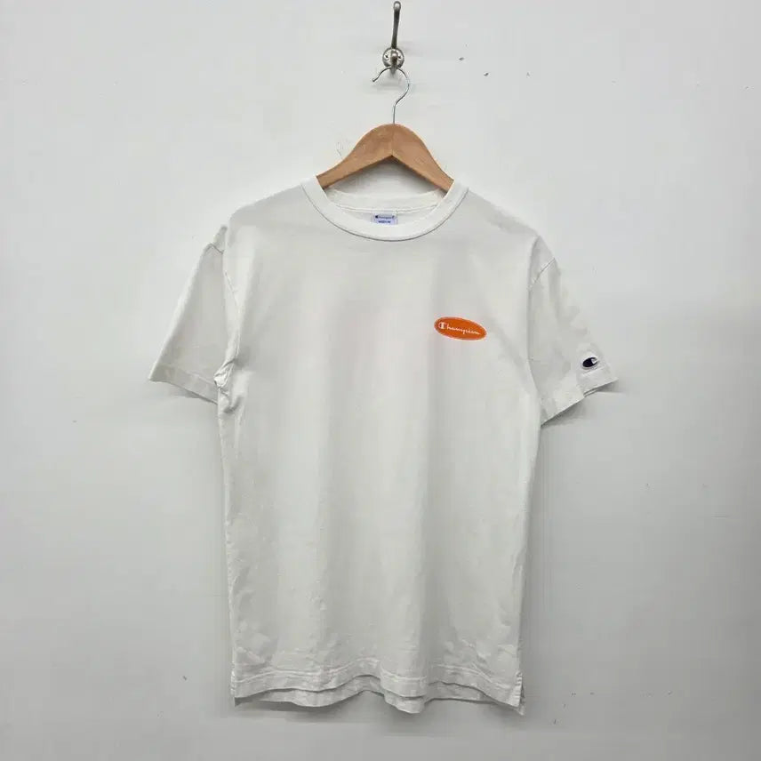 [BUNJANG] Champion T-Shirt White Orange Logo Men's M / 챔피온 반팔티 화이트 오렌지 로고 남m