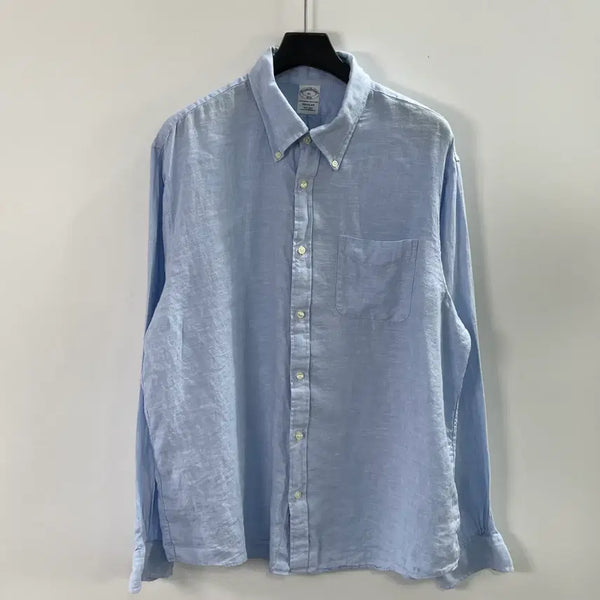 [BUNJANG] Brooks Brothers Sky Blue Linen Shirt / 브룩스 브라더스 스카이블루 린넨 셔츠  (on.1553)