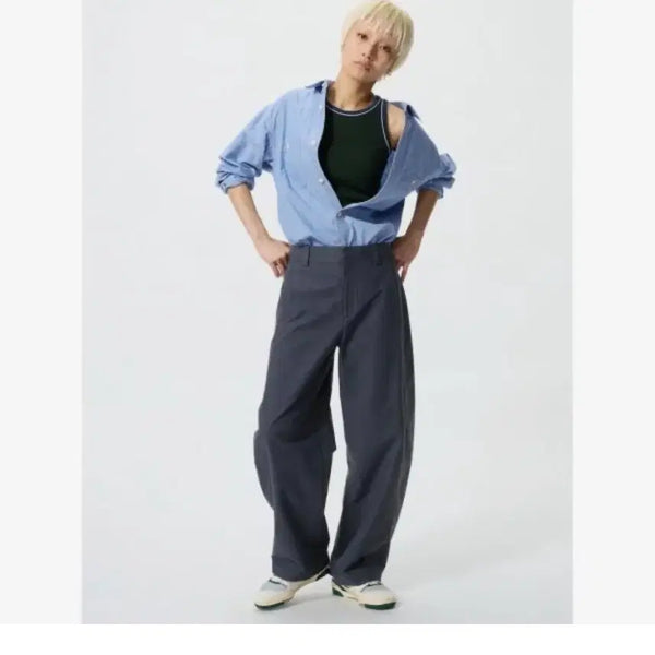 [BUNJANG] Uniqlo Jersey Barrel Leg Pants (Long) Navy L / 유니클로 저지배럴레그팬츠(긴기장/롱, 네이비) L