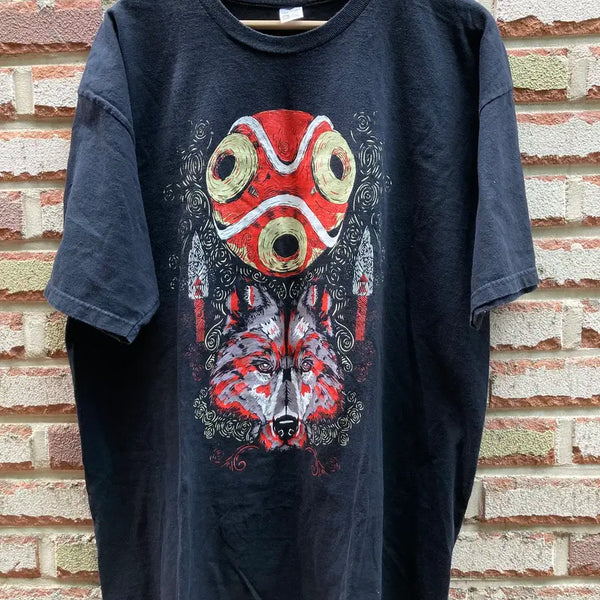 [BUNJANG] TEE FURY Princess Mononoke San Mask & Moro Graphic Bootleg T-Shirt / [XL] 모노노케 히메 산 가면 & 모로 그래픽 부틀렉 반팔 티셔츠