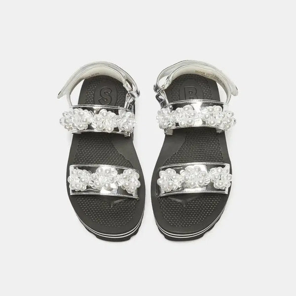 [BUNJANG] SUECOMMA BONNIE Pearl Cubic Strap Sandals Silver / 240 슈콤마보니 진주 큐빅 스트랩 샌들