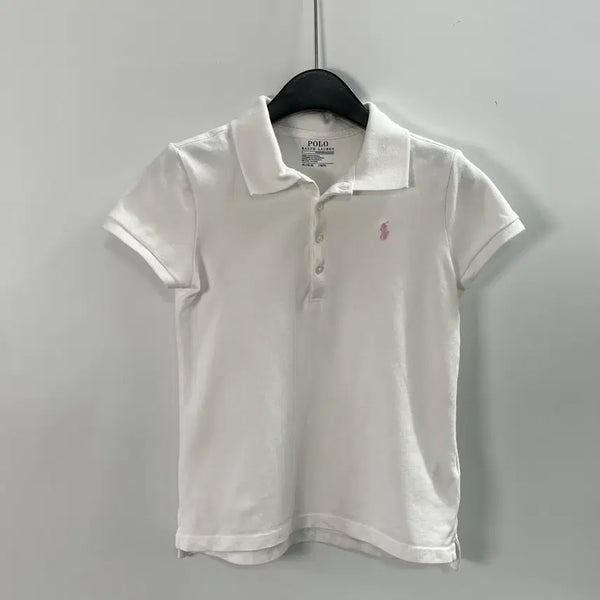 [BUNJANG] Polo Ralph Lauren Girls White Short Sleeve Polo Shirt XL / 폴로 랄프로렌 화이트 반팔 카라티  (on.1555)