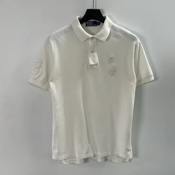 [BUNJANG] Polo Ralph Lauren Big Pony White Short Sleeve Polo Shirt M / 폴로 랄프로렌 빅포니 화이트 반팔 카라티  (on.1556)