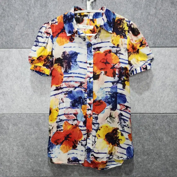 [BUNJANG] Beanpole Ladies Shirring Short Sleeve Blouse / 빈폴 레이디스 셔링 반팔 블라우스 (사이즈 90)
