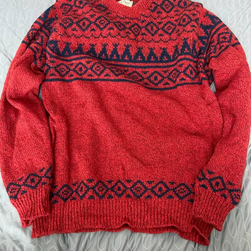 [BUNJANG] LLBean Aztec Pattern Sweater Red / [L] 엘엘빈 아즈텍 패턴 스웨터 레드