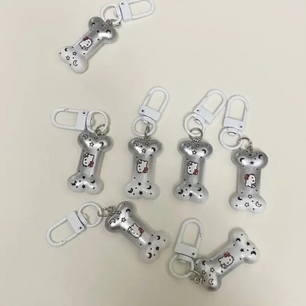 [BUNJANG] Hello Kitty Bone Charm Keyring Silver / 헬로키티 뼈다귀 키링 실버
