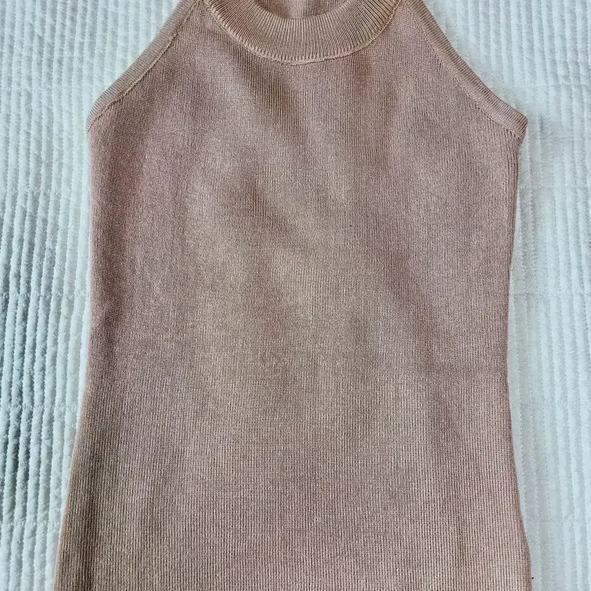 [BUNJANG] Ribbed Knit Tank Top Set - Gold & White / [새상품]골드 /화이트 톤 넥 니트 나시