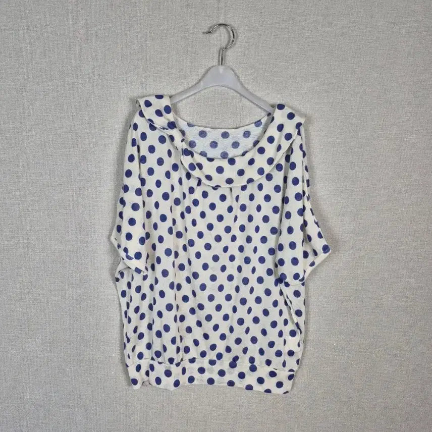 [BUNJANG] Plus Size Batwing Fit Blue Dot Ribbon Neck Blouse / (#88,99추천/F)빅사이즈 가오리핏 블루도트 리본넥 블라우스