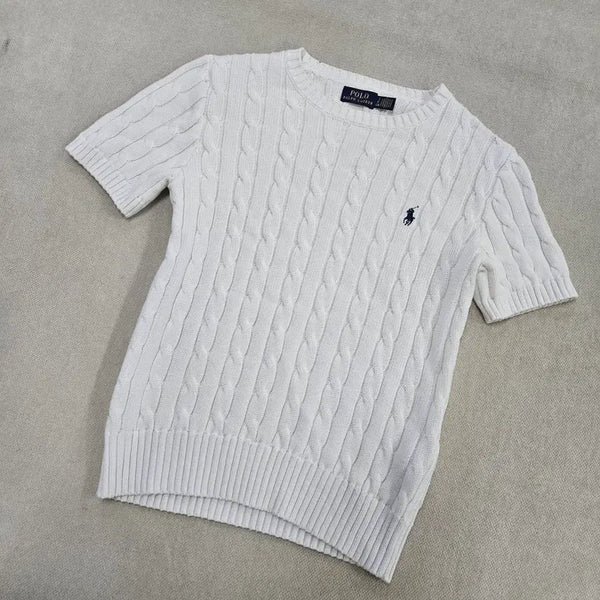 [BUNJANG] Polo Ralph Lauren Women's Short Sleeve Cable Knit Sweater / S 폴로 랄프로렌 케이블 반팔 니트 4428