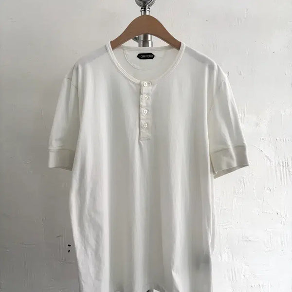 [BUNJANG] TOM FORD Ivory Henly Neck Short Sleeve T-Shirt / TOM FORD 톰포드 아이보리 헨리넥 반팔 티셔츠