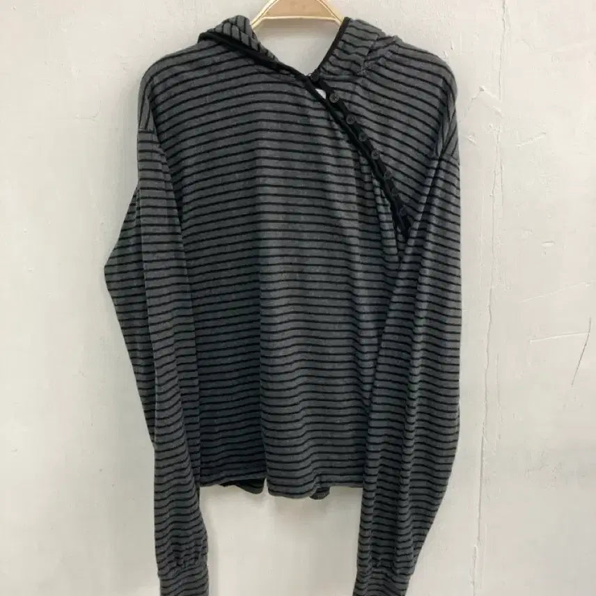 [BUNJANG] Miseki Seoul Striped Hoodie T-Shirt / 미세키서울 후드티 티셔츠