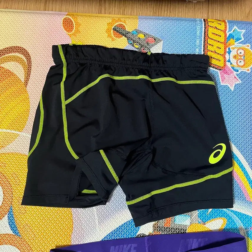 [BUNJANG] ASICS Running Short Tights Leggings Black Fluorescent Line L / 아식스 ASICS 러닝 쇼트 타이츠 레깅스 블랙 형광라인 L