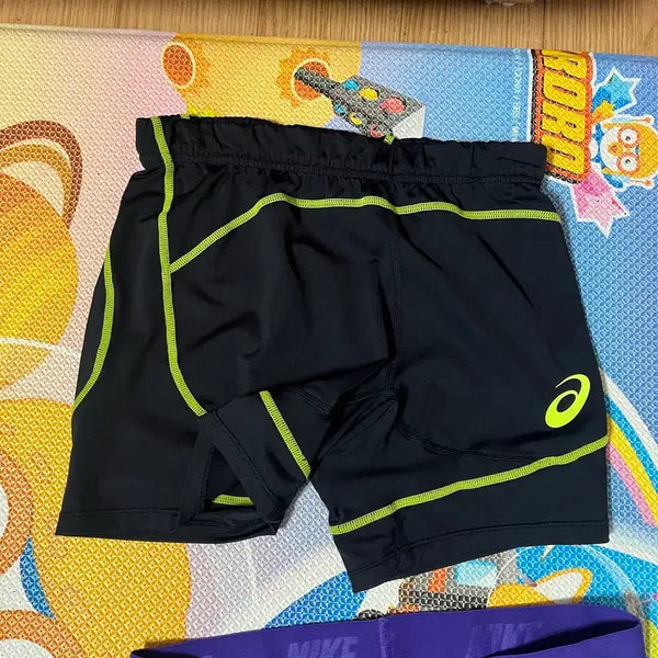 [BUNJANG] ASICS Running Short Tights Leggings Black Fluorescent Line L / 아식스 ASICS 러닝 쇼트 타이츠 레깅스 블랙 형광라인 L