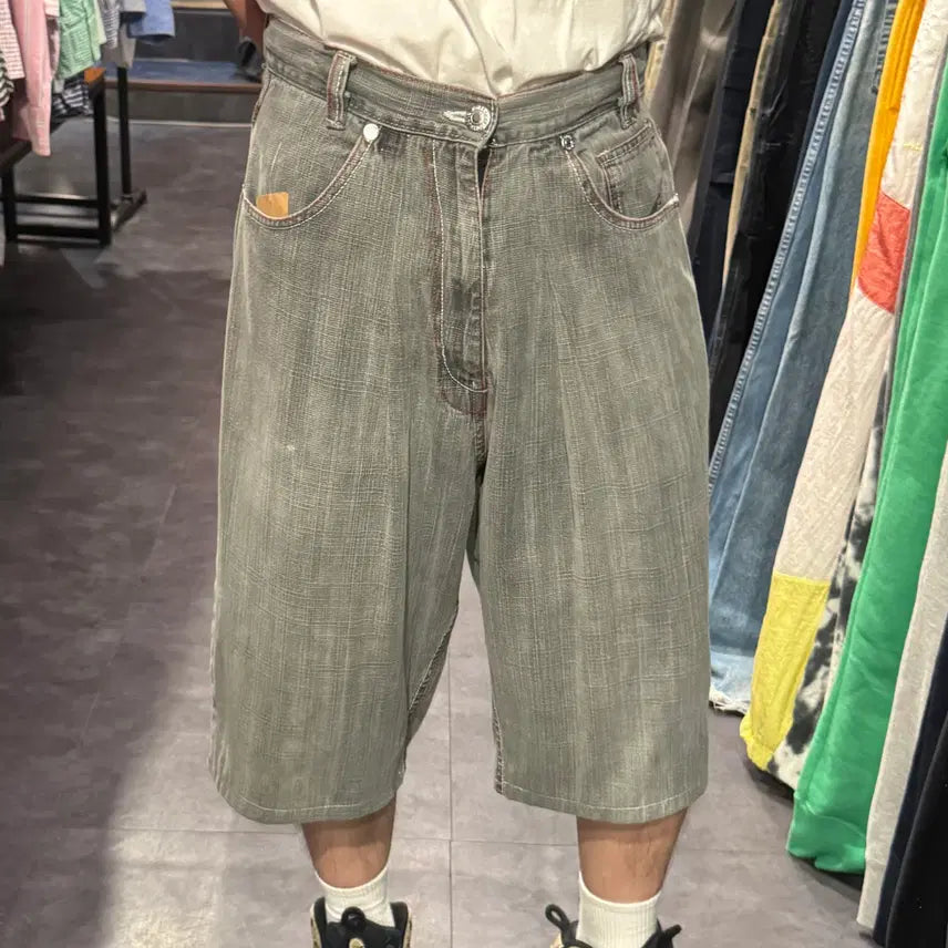 [BUNJANG] IM Vintage Washed Denim Shorts Grey / [IM] vtg 워싱 데님 숏팬츠 그레이