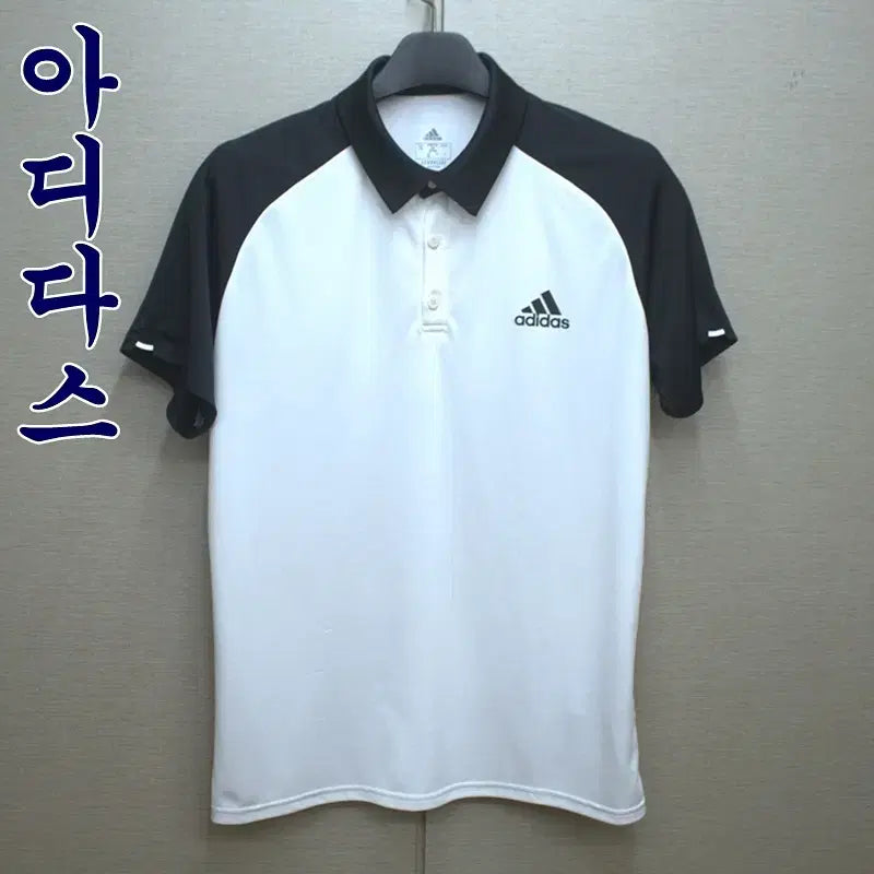 [BUNJANG] Adidas Functional Short-Sleeve Polo Shirt White/Black (Size 110) / 0431-아디다스(105-110)기능성,반팔카라티셔츠/구제시장