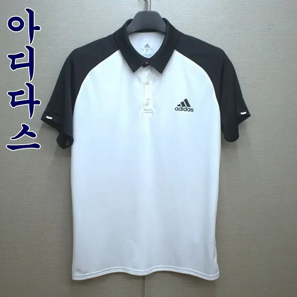 [BUNJANG] Adidas Functional Short-Sleeve Polo Shirt White/Black (Size 110) / 0431-아디다스(105-110)기능성,반팔카라티셔츠/구제시장