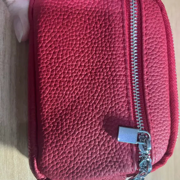 [BUNJANG] Red Cowhide Coin Pouch / 레드 소가죽 동전 지갑