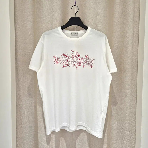 [BUNJANG] Givenchy White Schematic Logo Short Sleeve T-Shirt (XL) / (XL)지방시 화이트 스키매틱 로고 반팔 티셔츠
